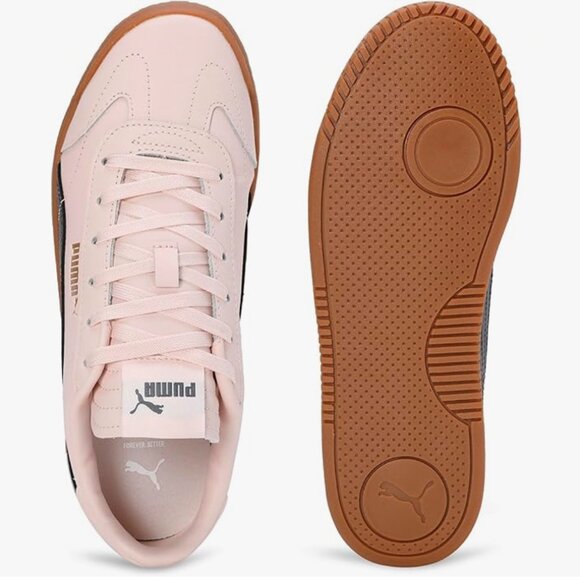 PUMA CLUB 5V5 Island Pink-Galactic Gray-GoldLEATHER LOW TOP TRAINERS - Picture 6 of 16